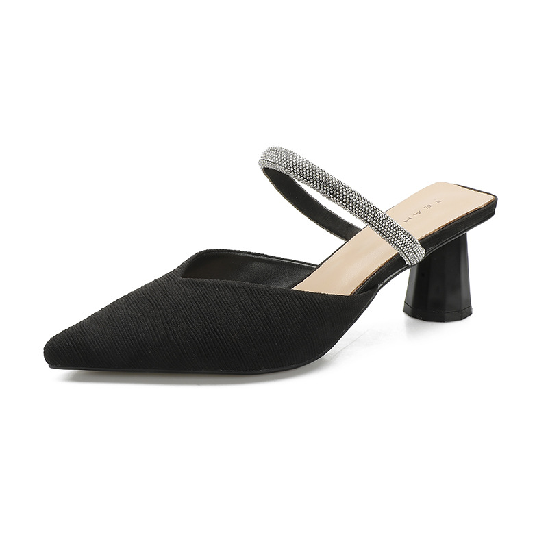 Women Pointed Toe Shoes Summer Rhinestone Sandals Fashion Slipper Shoes