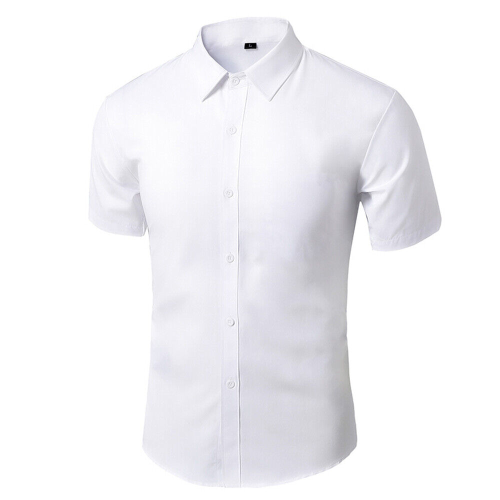 Men's Casual Slim Fit Short Sleeve Button Up Dress Shirt Summer Business Shirts - Picture 16 of 20