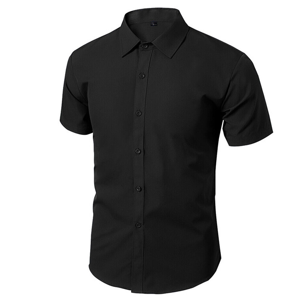 Men's Casual Slim Fit Short Sleeve Button Up Dress Shirt Summer Business Shirts - Picture 15 of 20