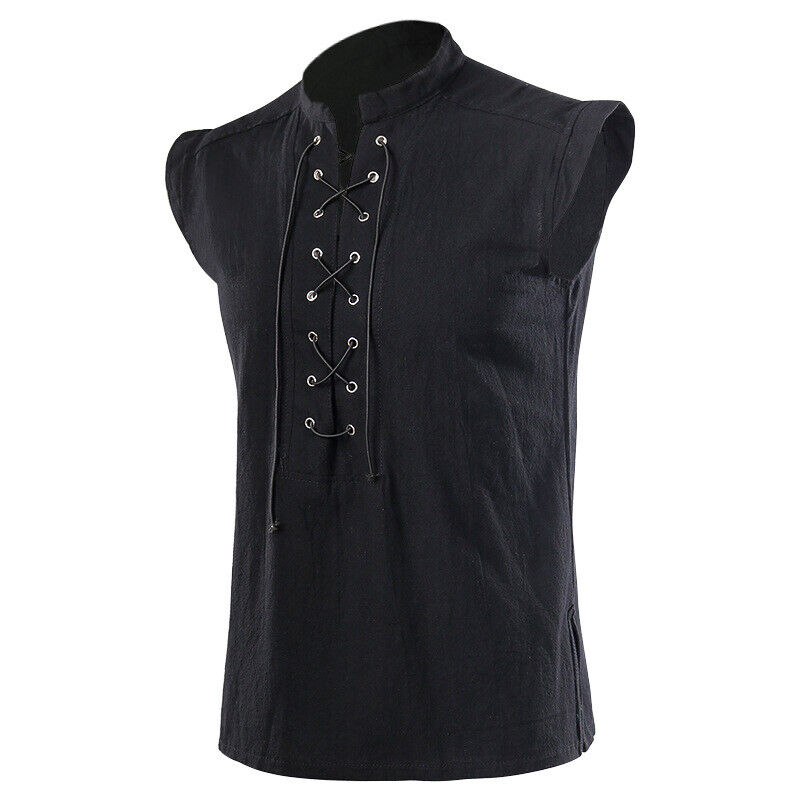 Men Waistcoat Pirate Renaissance Steampunk Medieval Gothic Sleeveless Shirt Vest