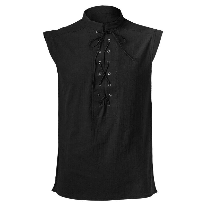 Men Waistcoat Pirate Renaissance Steampunk Medieval Gothic Sleeveless Shirt Vest