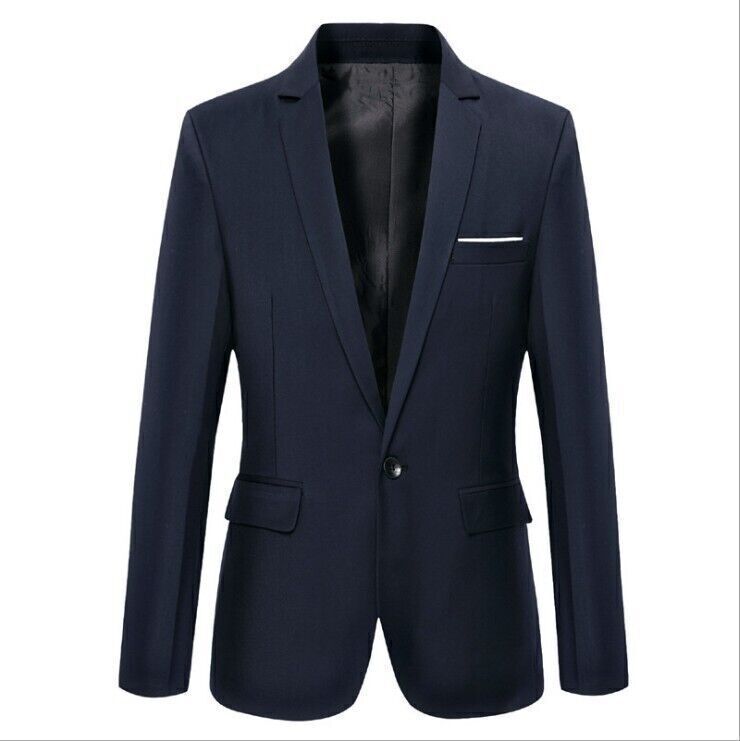 Men's Business Smart Blazer Suit Formal Jacket Coat One Button Wedding Outwears - Picture 19 of 23