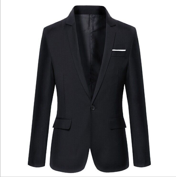 Men's Business Smart Blazer Suit Formal Jacket Coat One Button Wedding Outwears - Picture 21 of 23