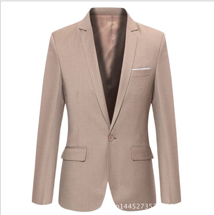 Men's Business Smart Blazer Suit Formal Jacket Coat One Button Wedding Outwears - Picture 17 of 23