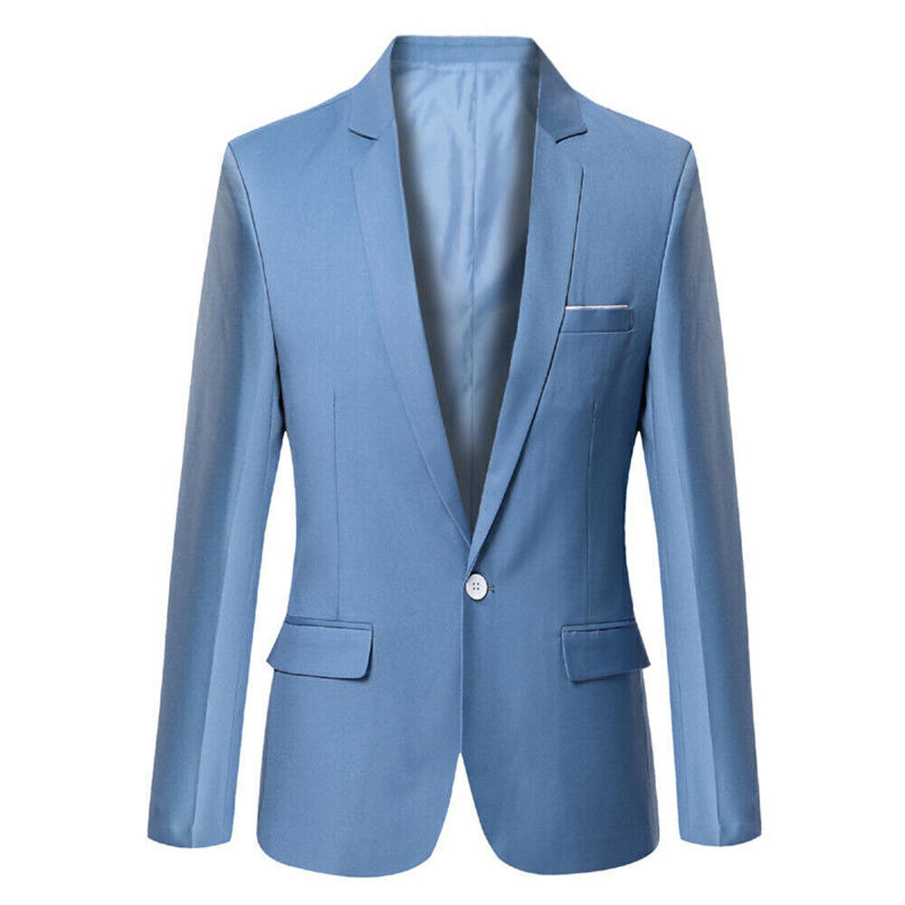 Men's Business Smart Blazer Suit Formal Jacket Coat One Button Wedding Outwears - Picture 22 of 23