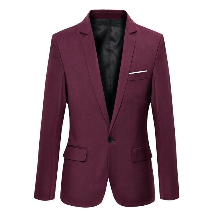 Men's Business Smart Blazer Suit Formal Jacket Coat One Button Wedding Outwears - Picture 20 of 23