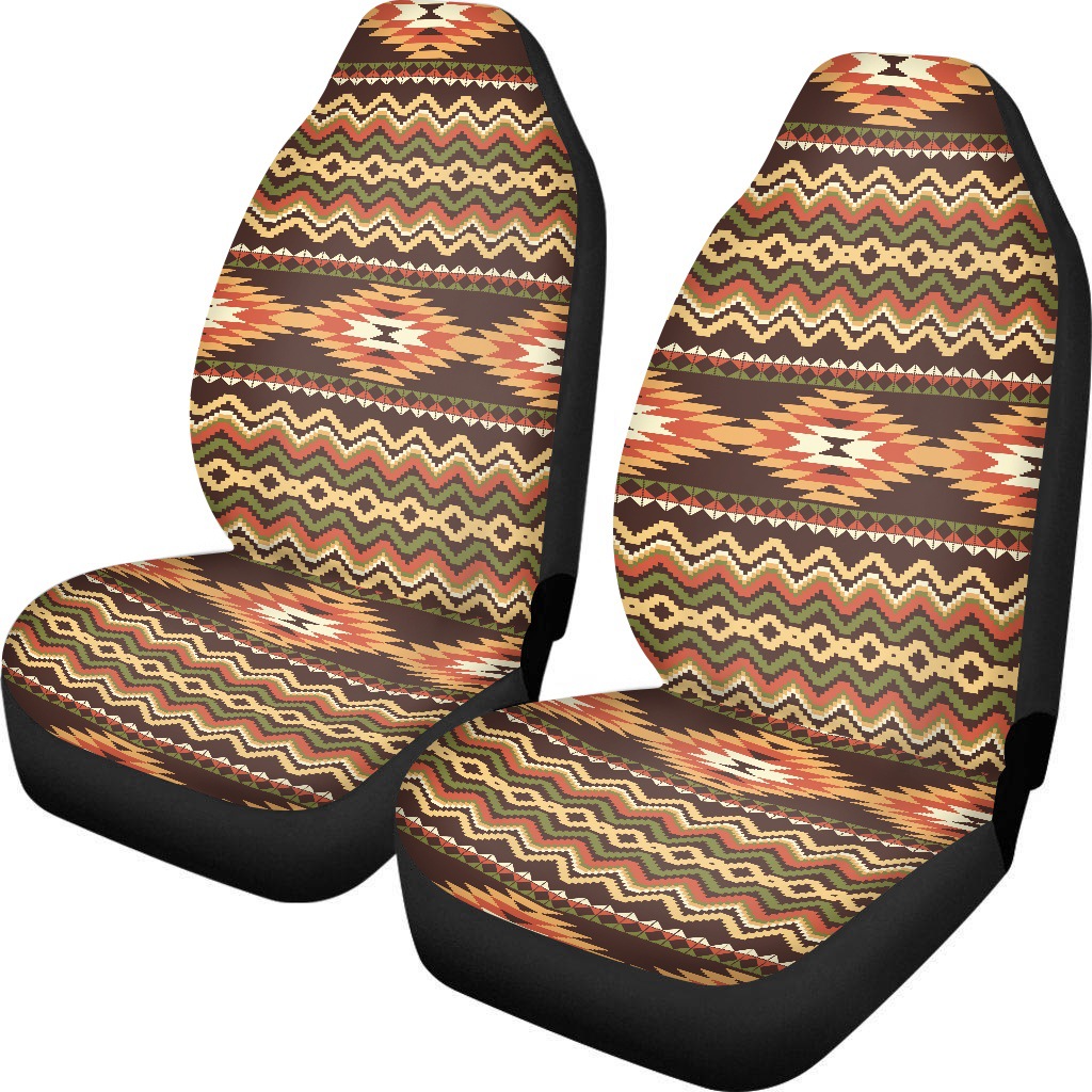 2Pcs Car Front Seat Covers Retro Tribal Element Pattern Universal Seat Cushion - Picture 12 of 16