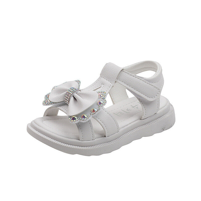 Girls Summer Toddlers Bowknot Flat Sandals Kids Party Princess Beach Shoes Size