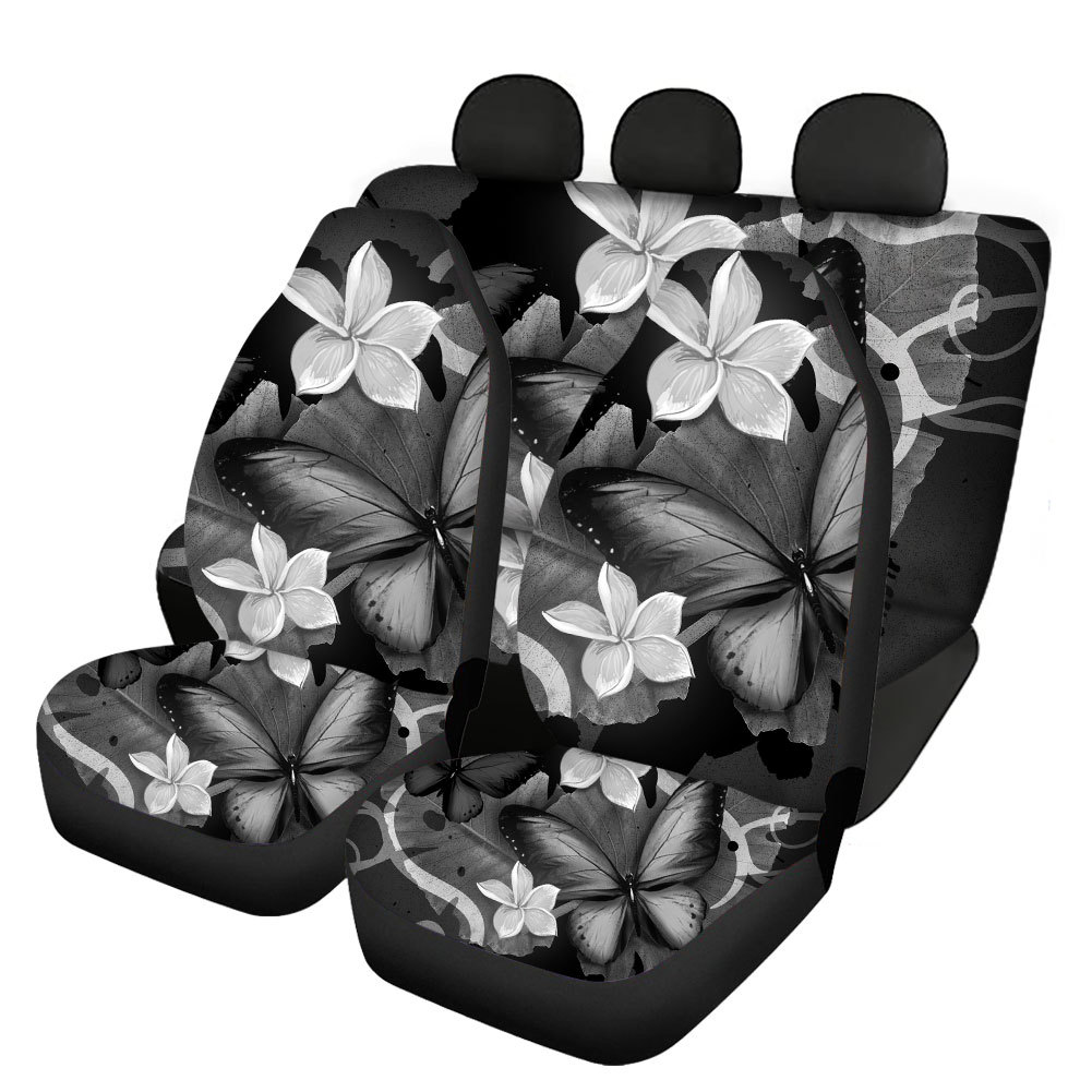 Butterfly Printing Universal Front Rear Car Seat Cover 4 Pack Set for Women - Picture 10 of 11