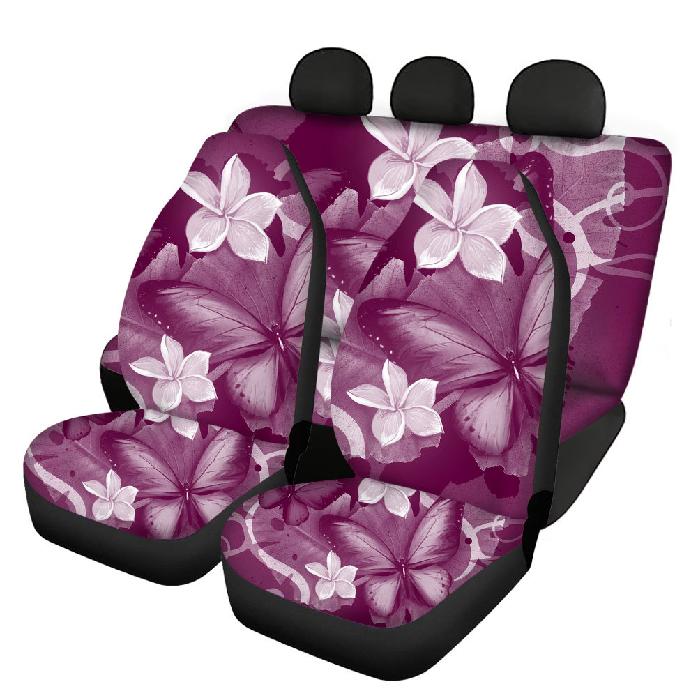 Butterfly Printing Universal Front Rear Car Seat Cover 4 Pack Set for Women - Picture 11 of 11