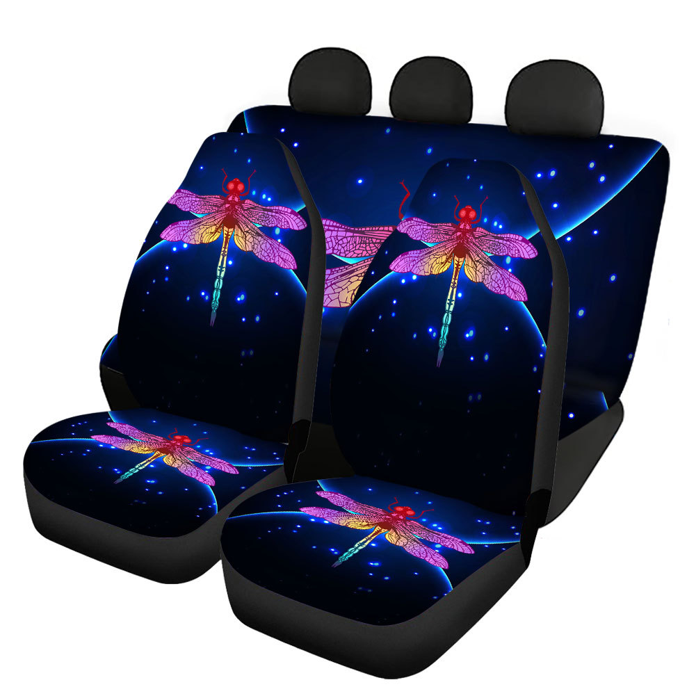 Dragonfly Butterfly Printing Universal Front Rear Car Seat Cover Auto 4 Pack Set - Picture 10 of 17