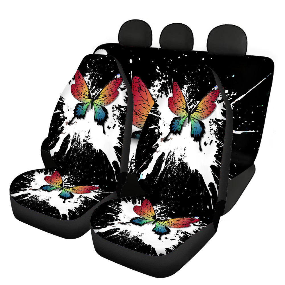 Dragonfly Butterfly Printing Universal Front Rear Car Seat Cover Auto 4 Pack Set - Picture 14 of 17