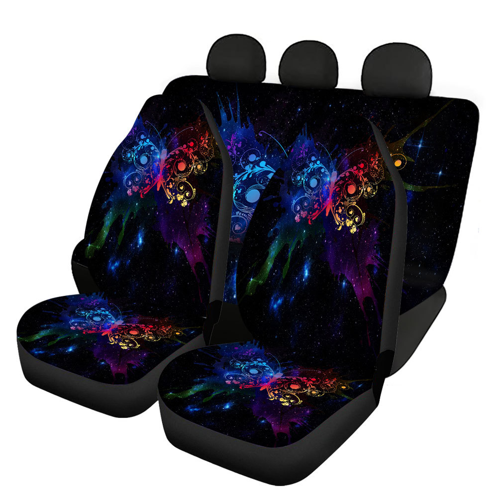 Dragonfly Butterfly Printing Universal Front Rear Car Seat Cover Auto 4 Pack Set - Picture 17 of 17