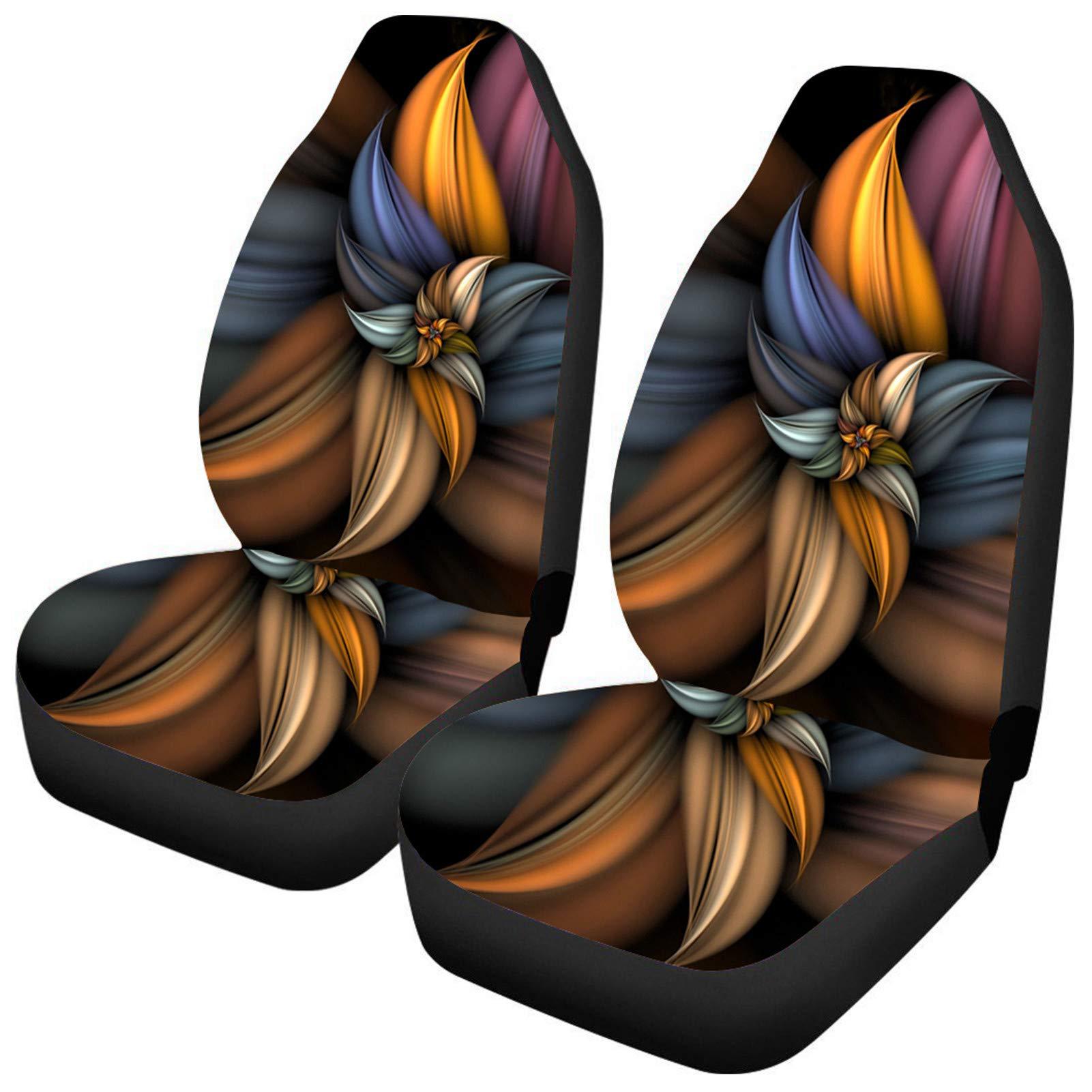 2Pc Car Front Seat Covers Colorful Flowers Print Universal Seat Cushion - Picture 14 of 15