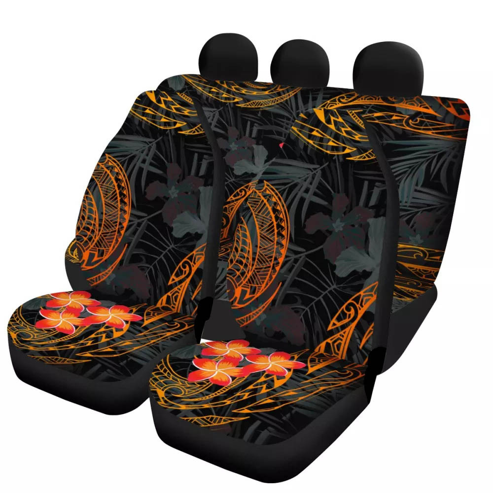Universal Front Rear Car Seat Cover 4 Pack Full Set Frangipani Print for Women - Bild 7 von 11