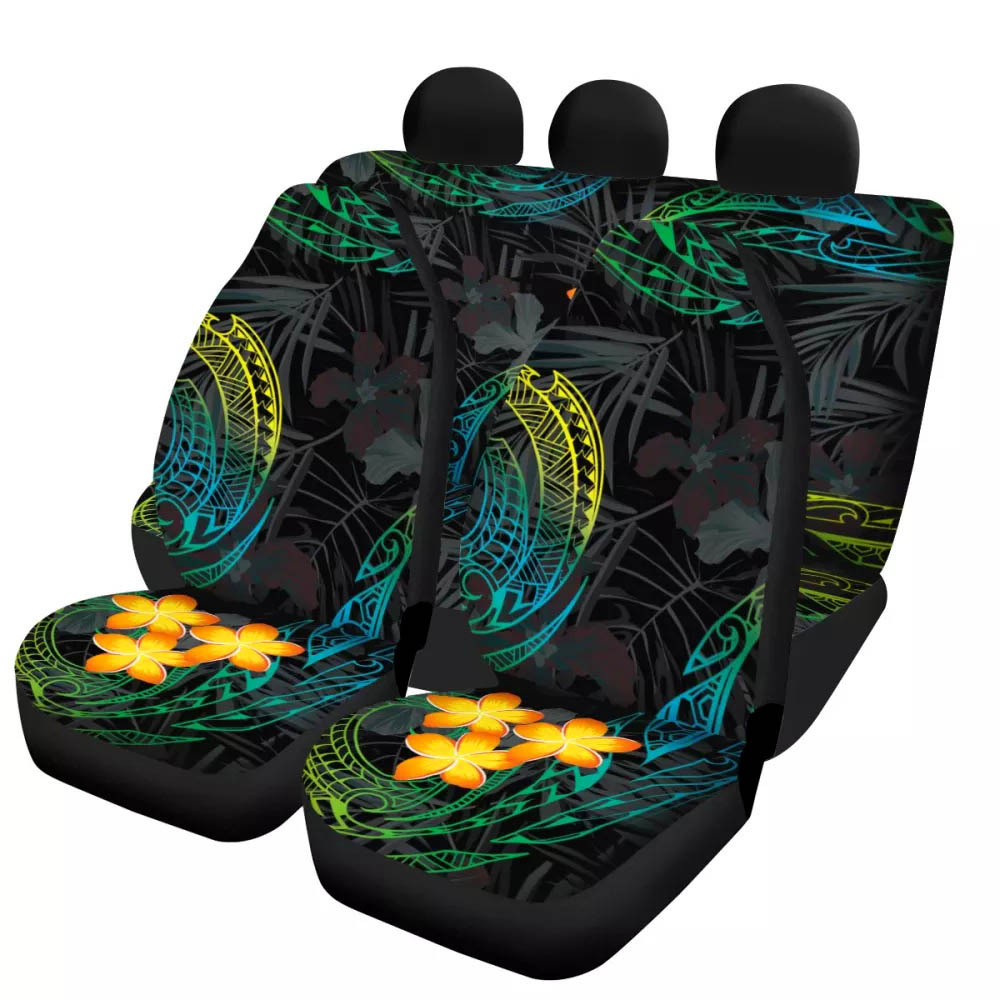 Universal Front Rear Car Seat Cover 4 Pack Full Set Frangipani Print for Women - Bild 9 von 11