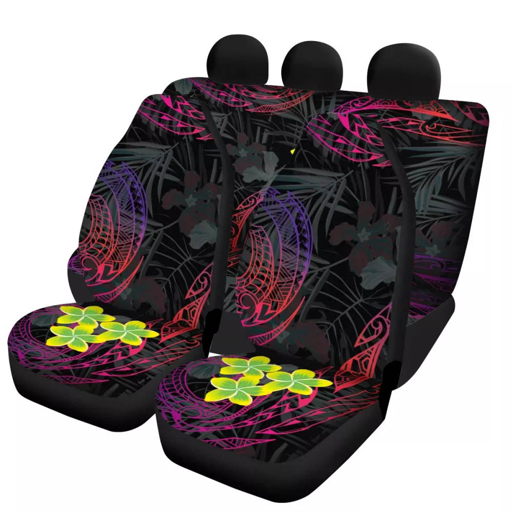 Universal Front Rear Car Seat Cover 4 Pack Full Set Frangipani Print for Women - Bild 10 von 11