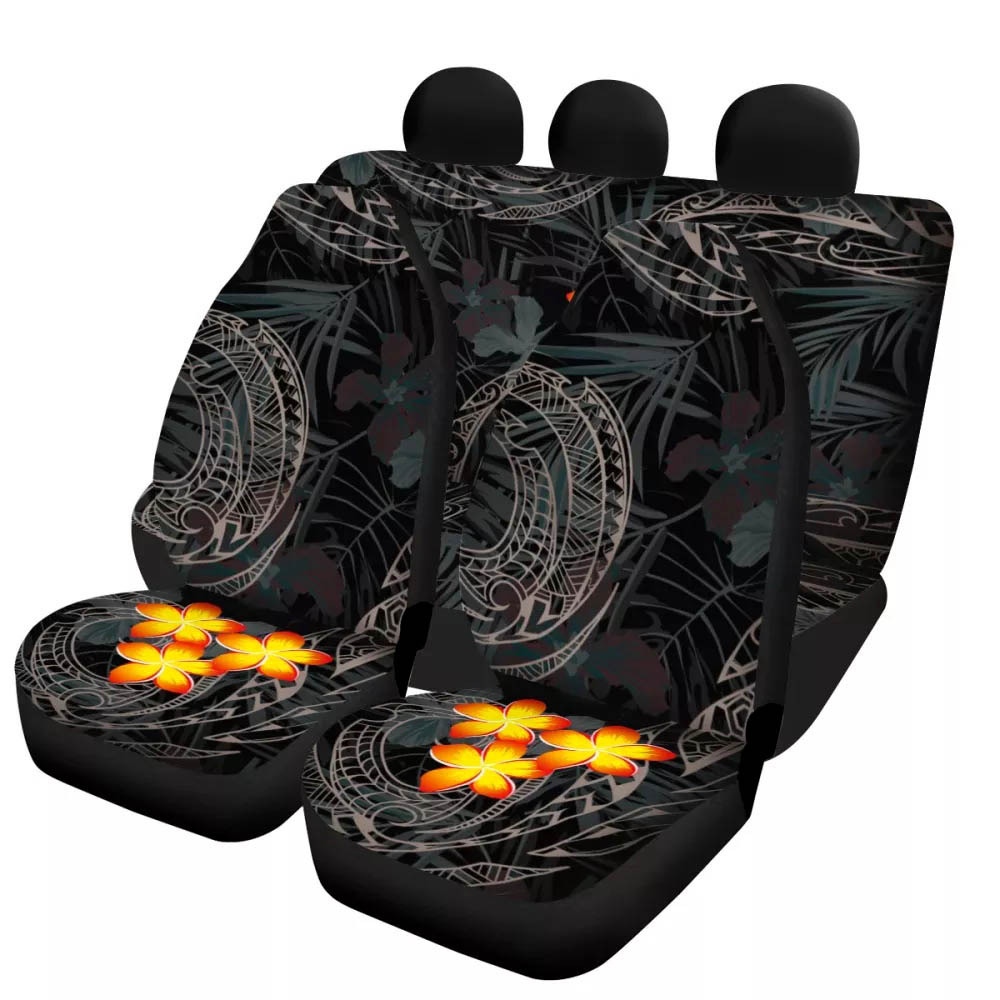 Universal Front Rear Car Seat Cover 4 Pack Full Set Frangipani Print for Women - Bild 11 von 11