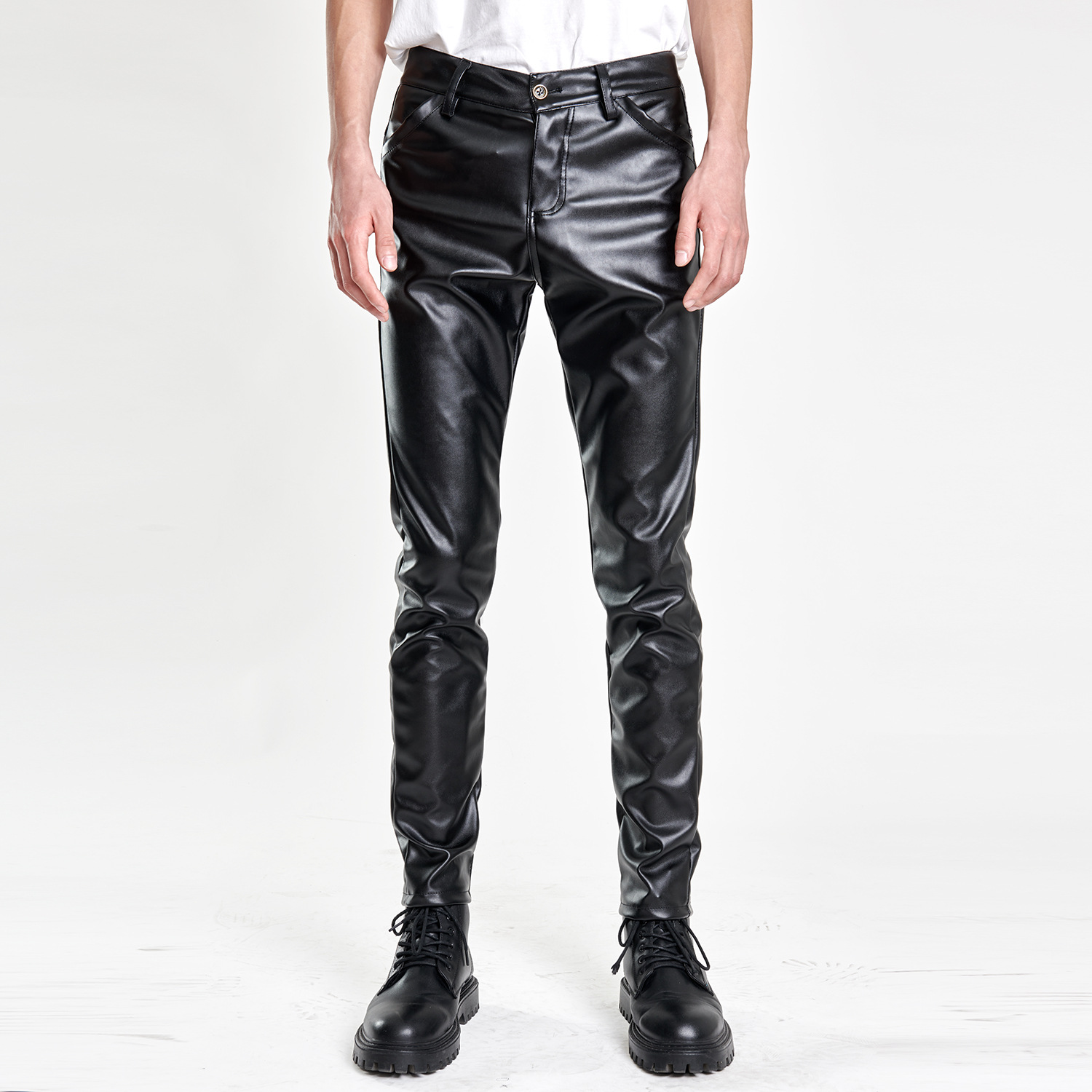 Dünne Lederhose für Herren Elastisch Slim Fit Atmungsaktiv Lederhose für Herren - Bild 7 von 11