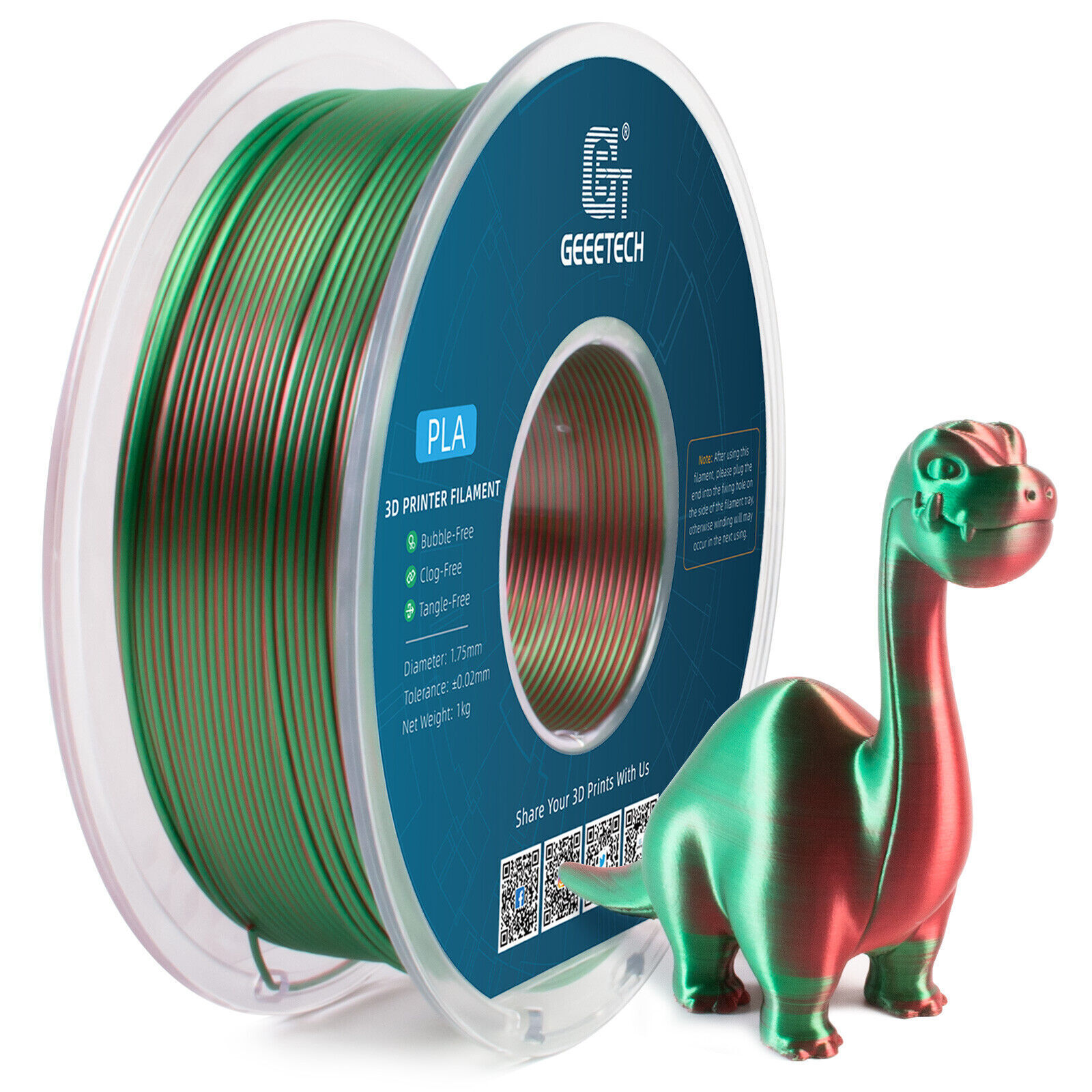 GEEETECH 3D Printer Filament Silk/Two-color/Tricolor Change PLA 1.75mm 1KG/Roll