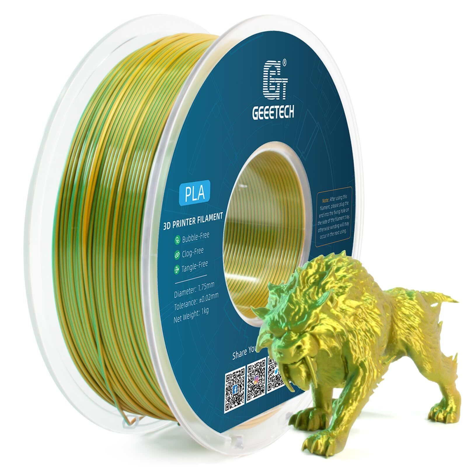 GEEETECH 3D Printer Filament Silk/Two-color/Tricolor Change PLA 1.75mm 1KG/Roll