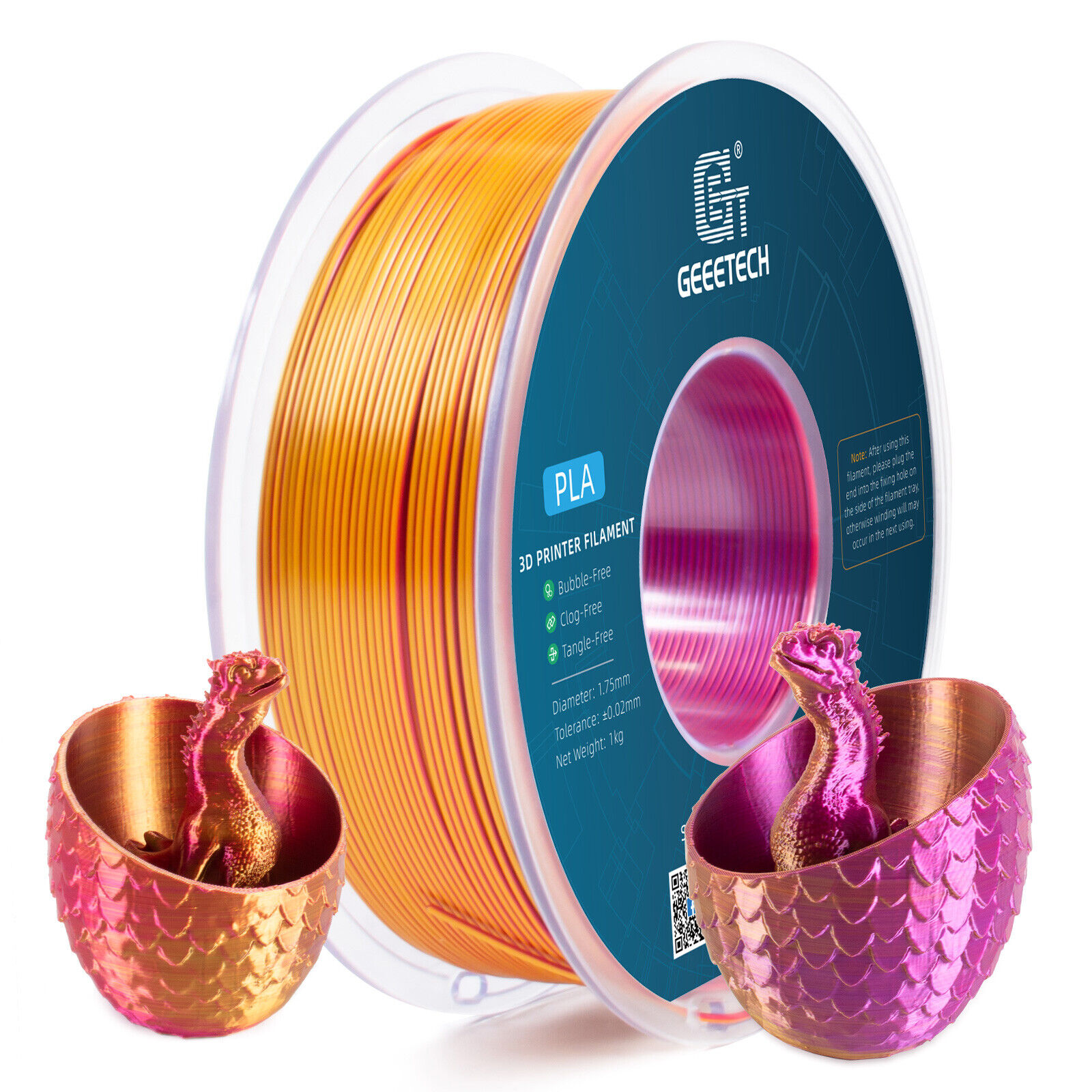 GEEETECH 3D Printer Filament Silk/Two-color/Tricolor Change PLA 1.75mm 1KG/Roll