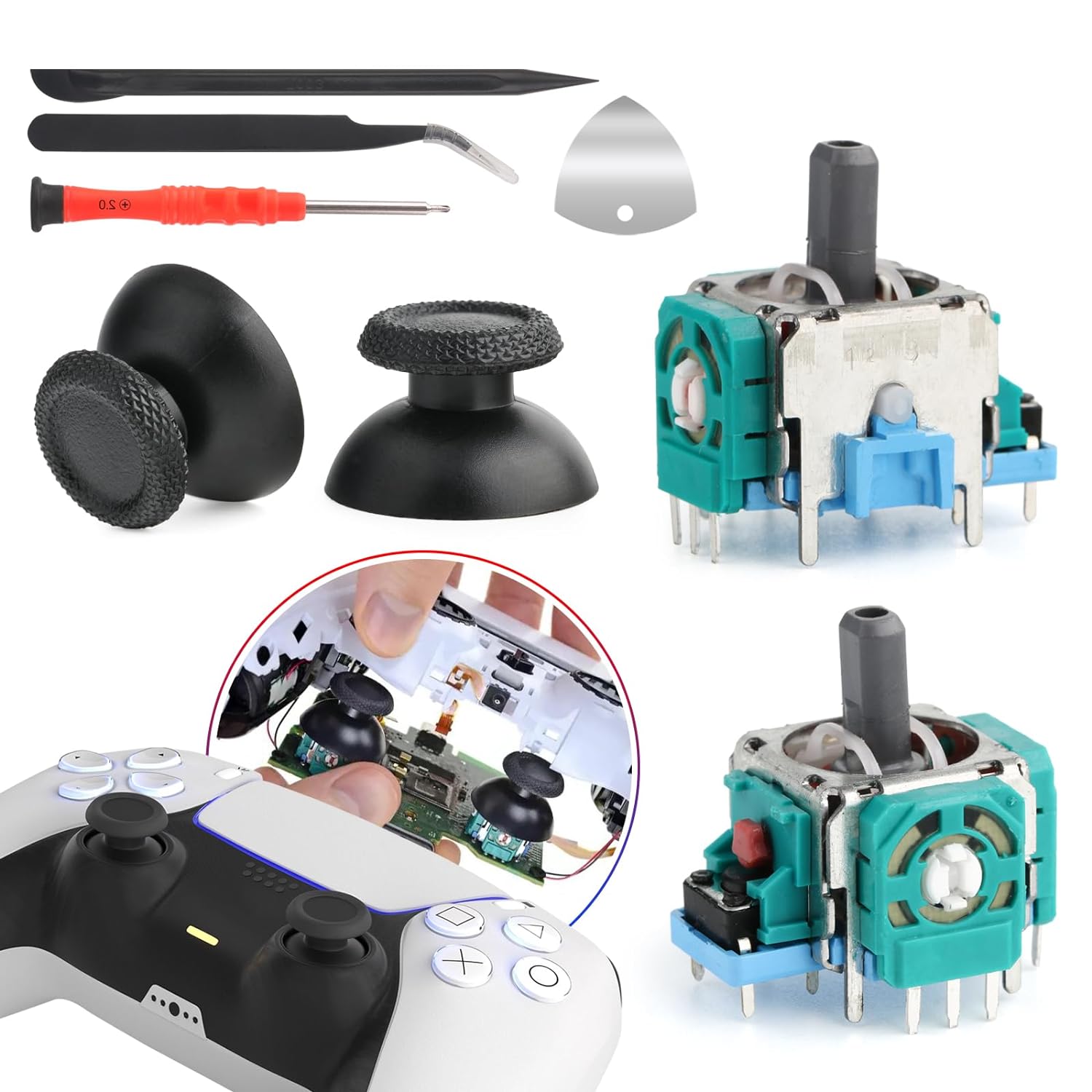 2 Joysticks Replacement for PlayStation 5 Controller, Potentiometer with Tools - Picture 2 of 8
