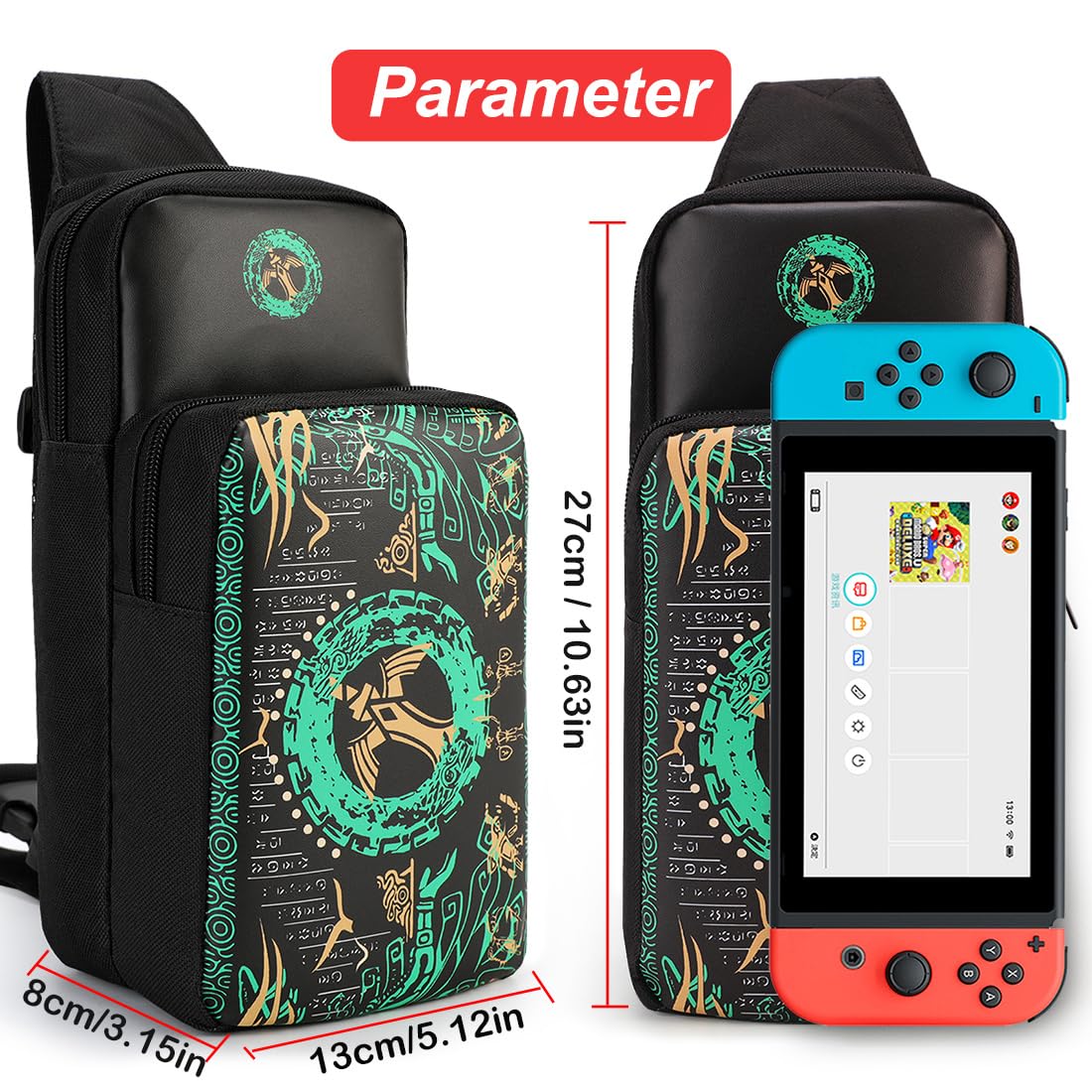 Travel Bag Kit for Nintendo Switch/Lite/OLED with Game Cartridge Box, Thumb Grip - Picture 10 of 21