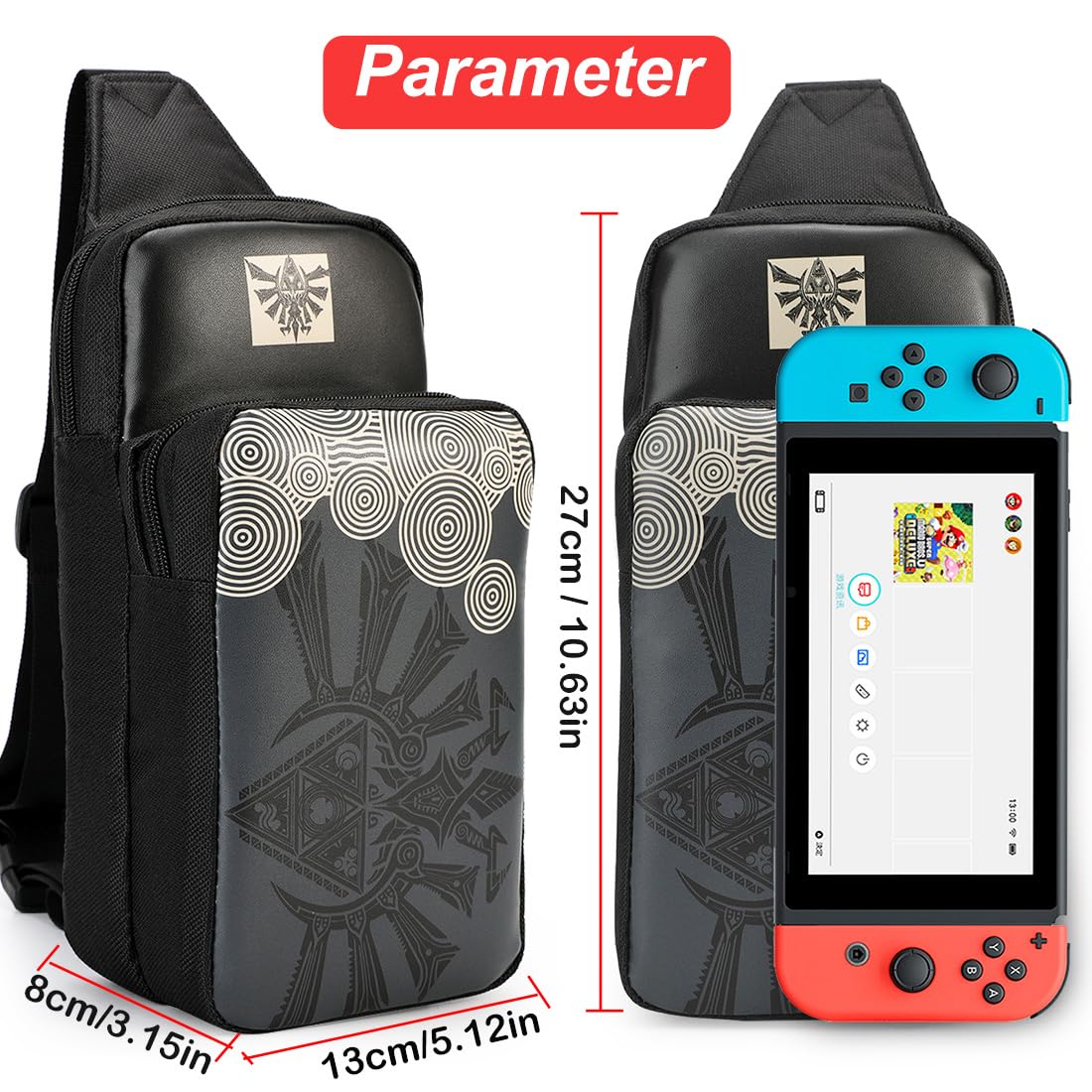 Travel Bag Kit for Nintendo Switch/Lite/OLED with Game Cartridge Box, Thumb Grip - Picture 17 of 21