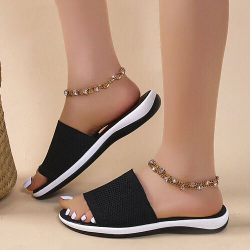 Women Slip On Flat Sandals Ladies Open Toe Beach Summer Shoes Comfy Slippers - Picture 20 of 27