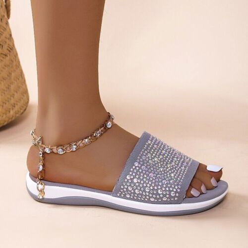 Women Slip On Flat Sandals Ladies Open Toe Beach Summer Shoes Comfy Slippers - Picture 26 of 27