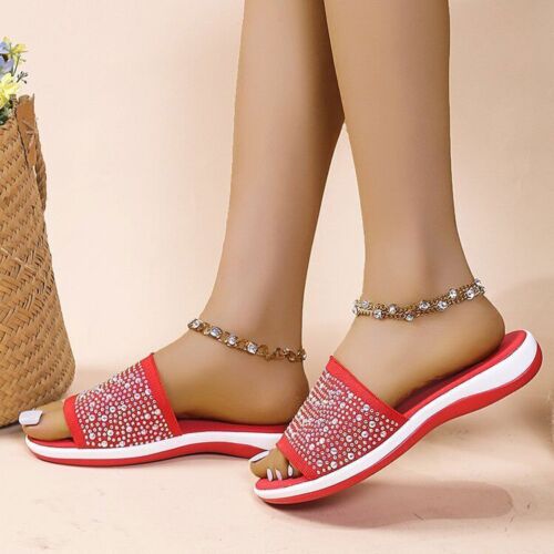 Women Slip On Flat Sandals Ladies Open Toe Beach Summer Shoes Comfy Slippers - Picture 25 of 27
