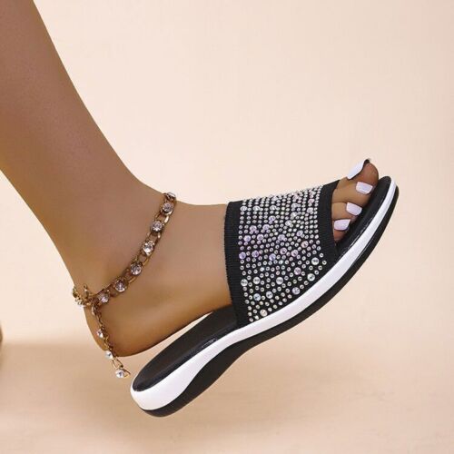 Women Slip On Flat Sandals Ladies Open Toe Beach Summer Shoes Comfy Slippers - Picture 24 of 27
