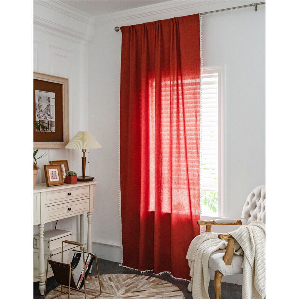 Panel de tratamiento cenefa cortina larga pom pom ventana dormitorio sala salón - Imagen 17 de 48