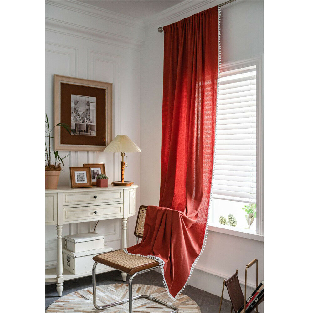 Panel de tratamiento cenefa cortina larga pom pom ventana dormitorio sala salón - Imagen 18 de 48