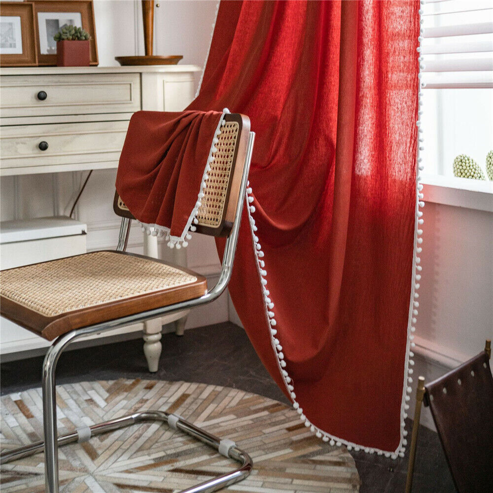 Panel de tratamiento cenefa cortina larga pom pom ventana dormitorio sala salón - Imagen 19 de 48