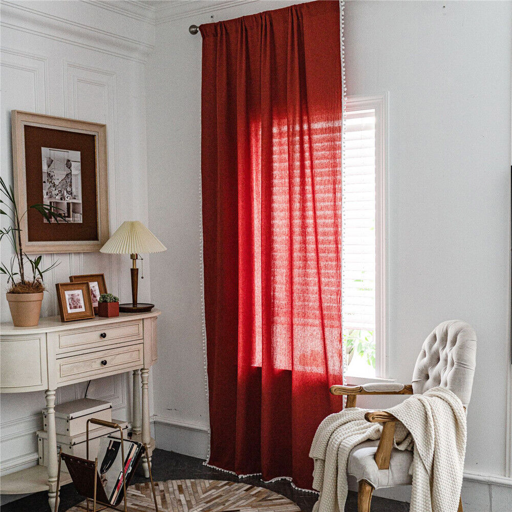 Panel de tratamiento cenefa cortina larga pom pom ventana dormitorio sala salón - Imagen 20 de 48