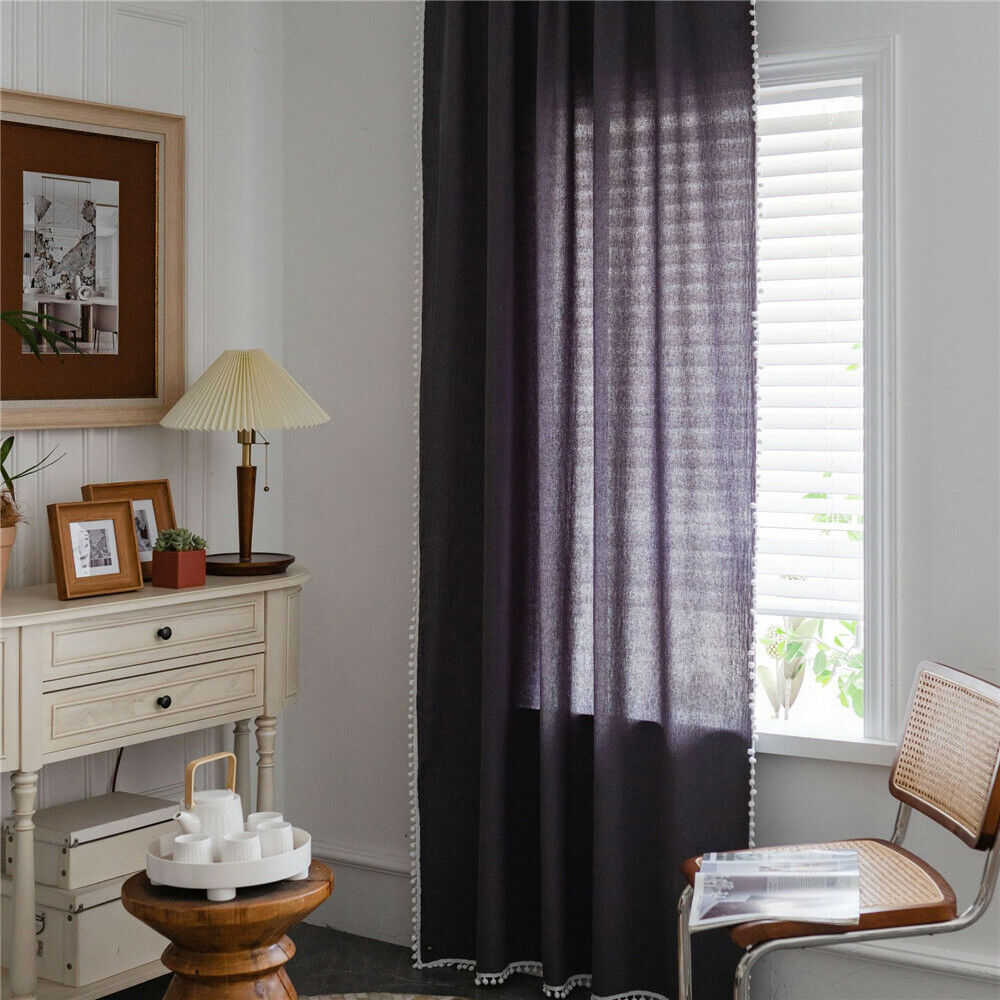 Panel de tratamiento cenefa cortina larga pom pom ventana dormitorio sala salón - Imagen 25 de 48
