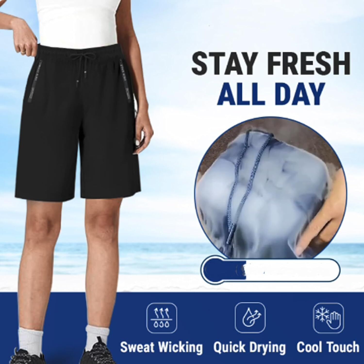 Pantalones Cortos Lanenow para Mujer y Hombre Icedactive-Unisex Seda Hielo Secado Rápido Pantalones Cortos - Imagen 45 de 56