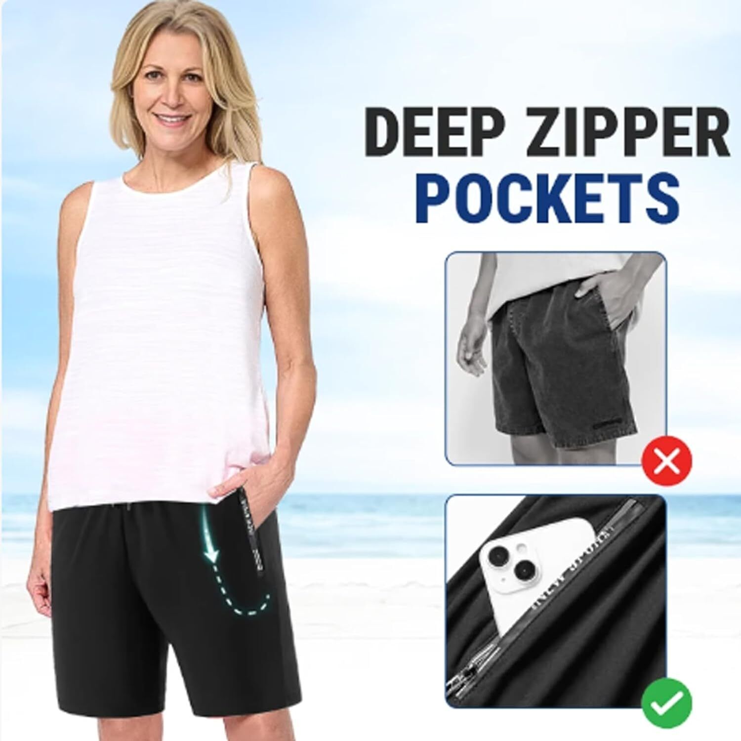 Pantalones Cortos Lanenow para Mujer y Hombre Icedactive-Unisex Seda Hielo Secado Rápido Pantalones Cortos - Imagen 47 de 56