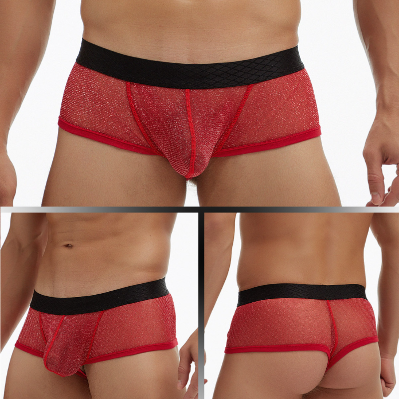 Low Waist Men's Boxers with See Through Mesh Pouch Bag Trunks Underpants M 2Xl - Picture 24 of 41