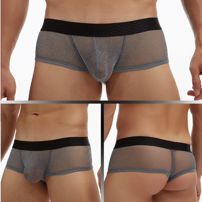 Low Waist Men's Boxers with See Through Mesh Pouch Bag Trunks Underpants M 2Xl - Picture 34 of 41