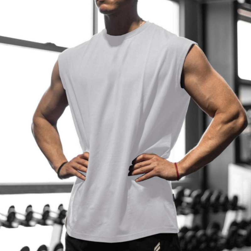 Mens Tank Vest Tops Bodybuilding Gym Sports Muscle Grandad Sleeveless T-Shirt