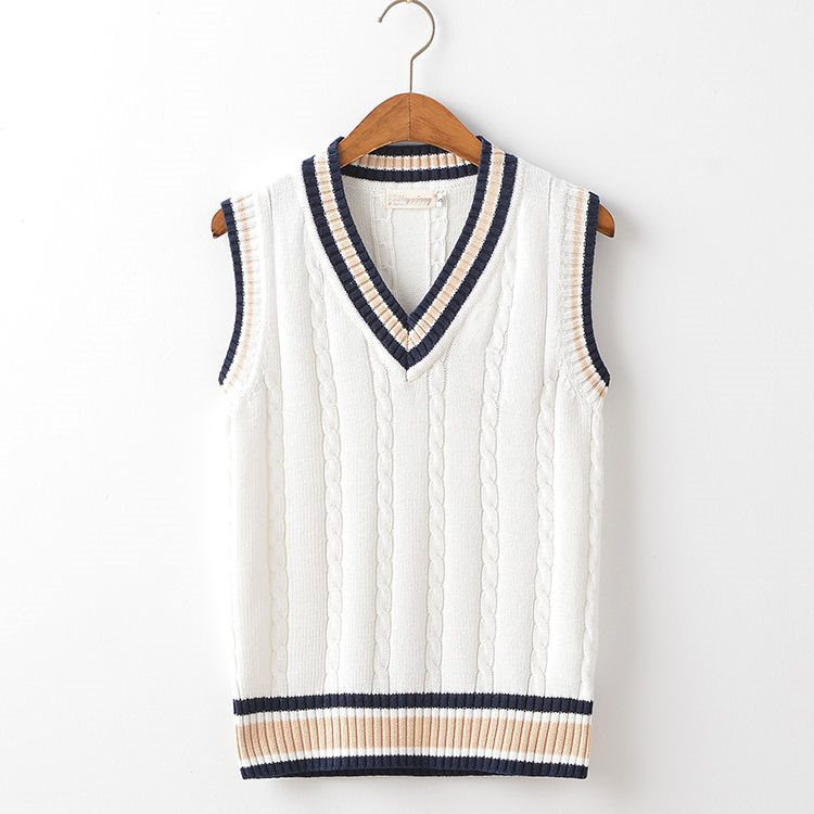 Fashion Men's V Neck Sleeveless Vest Sweater for School Uniform Thick and Cozy - Picture 13 of 17