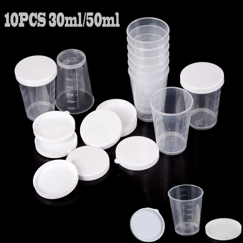 Multi-Purpose Measuring Cup Set: Clear Scaled Plastic, Chemistry Lab or Kitchen