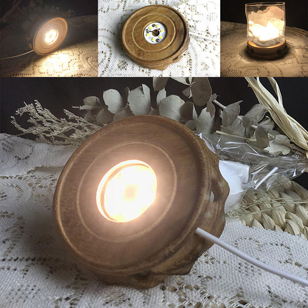Kristall Glas Holz Leuchtend Basis LED Licht Vase Statue Anzeige Halter Dekor - Bild 1 von 14