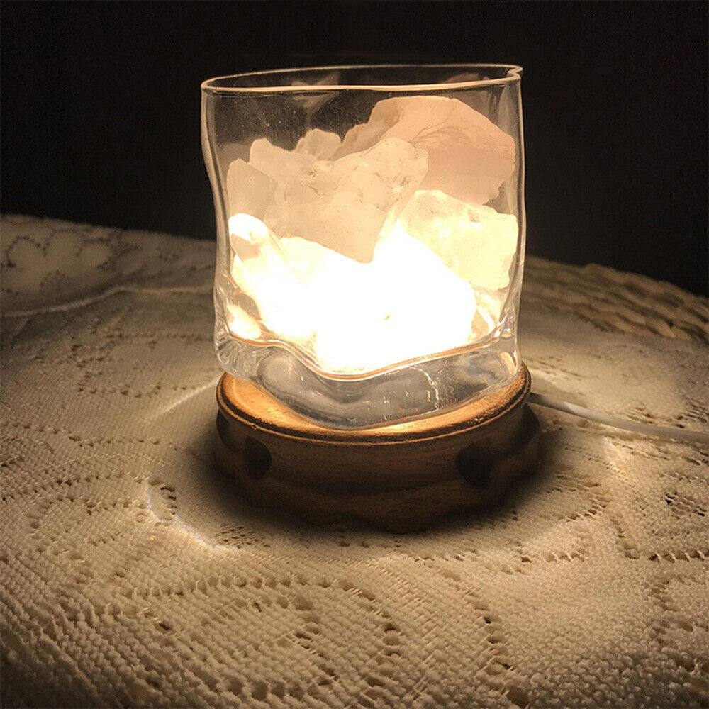Kristall Glas Holz Leuchtend Basis LED Licht Vase Statue Anzeige Halter Dekor - Bild 3 von 14
