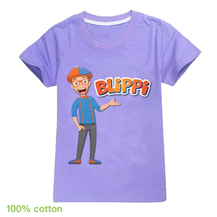 New BLiPPi T-shirt Kids Children Short Sleeve 100% Cotton Summer Casual Tee Tops - Picture 31 of 34