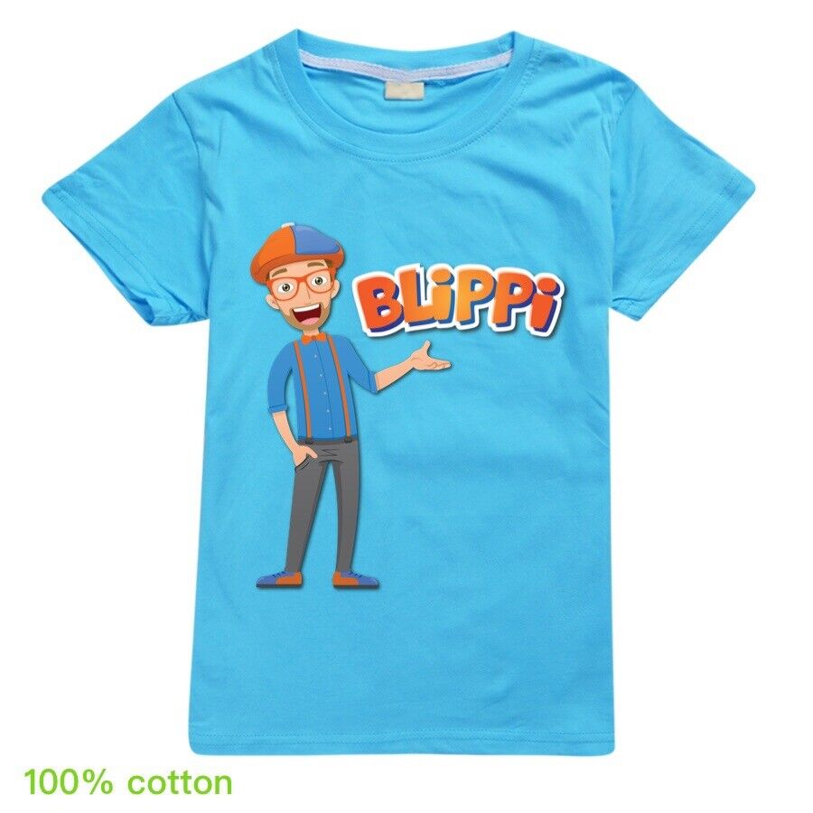 New BLiPPi T-shirt Kids Children Short Sleeve 100% Cotton Summer Casual Tee Tops