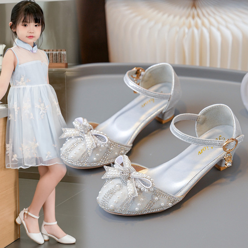 KIDS GIRLS CHILDRENS MARY JANE GLITTER LOW HEEL PARTY WEDDING SANDALS SHOES SIZE